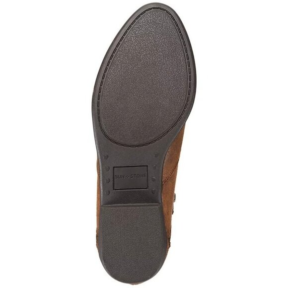 Sun + Stone Adelinee Double Zip Ankle Booties Brown 10 Block Heel $98 - Picture 5 of 5